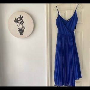 Lulus Pleated cami Wrap Dress in Royal Blue